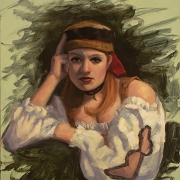 Gypsy Girl, painting from life<br>16x20 inch<br>oil on canvas<br>no frame<br>$600