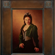 Flamenco Dancer<br>12x18 inch<br>oil on wood panel<br>Artist Made Frame 19x24<br>$1,500
