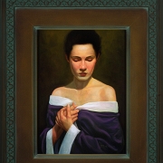 Purple Robe<br>11x15 inch<br>oil on cotton panel<br>Artist Made Frame 19x23<br>$1,500